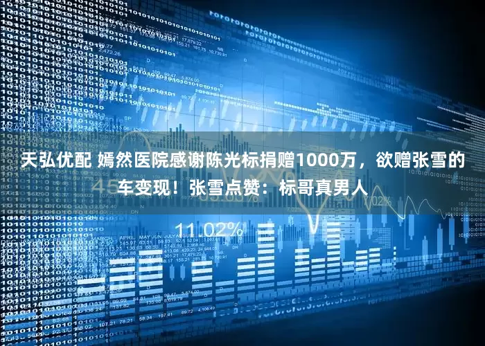 天弘优配 嫣然医院感谢陈光标捐赠1000万，欲赠张雪的车变现！张雪点赞：标哥真男人